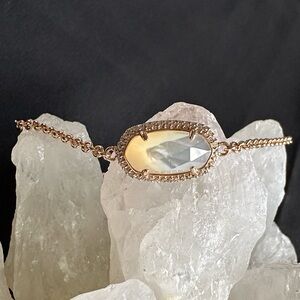 Kendra Scott NWOT mother of pearl & CZ in rose goldtone bolo bracelet